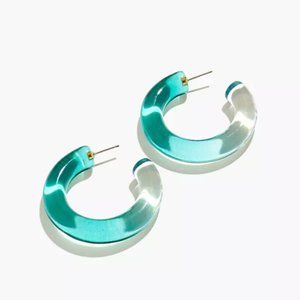 Madewell Ombré Resin Hoop Earrings Teal blue NWT